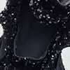 Robes décontractées 24 Sexy Women's Black Sequin V-col