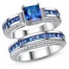 Bande squisite anelli vintage in lega set principessa color rosa blu di cristallo bianco gioielli di compleanno anelli per le donne