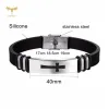 Strands High Quality Stainless Steel Cross Bracelets For Men Women Washable Black Rubber Wristband Catholic Church Jewelry Accessories