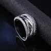 Bands Huitan Nieuwe Twist Ethnic Style Women Finger Rings met Blackwhite Stone Micro Toevred Surprise Gift for Women Trendy Jewelry Rings