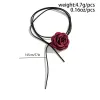 Halsband Romantiska Big Rose Flower Halsband för kvinnliga damer koreanska mode Långt snörning av repkedja Choker Y2K Tillbehör på nacksmycken