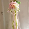 Decorative Flowers 1pcs Curtain Bouquet Knot Rose Flower For Wedding Groom Bride Room Ornament