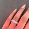 Bande Huitan Round Cubic Zirconia Rings for Women Luxury Trendy Promise Anelli di moda Accessori per matrimoni versatili Accessori Eternity Eternity