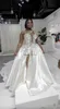 2023 bianchi plus size arabi arabe ebi cristalli abito da sposa split scintilla scintillanti una spalla sexy abiti da sposa sexy satinati