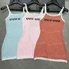 Fashion Summer Women Dress Striped Letter Dress Sling Vest Dresses Luxury Designer Sexy Slim Daily Casual Tank Knitted Kktfx