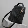 Top Quality Le 37 Straw Woven Vegetable Tanned Leather Shoulder Bag Luxury Designer Cassandre Hook Closure Handbag Detachable Strap Crossbody Bag Purse