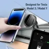 Les supports de monture de téléphone portable pour le modèle de téléphone Tesla Modèle magnétique Modèle 3 / Y Accessoires Magnétique Téléphone Holder Flip Cover Conception 360 Rotation gratuite pour iPhone Y240423