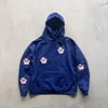 Hoodies femininos harajuku criativo bordado com capuz estampado com capuz prolongada com capuz comprido moletom com capuz