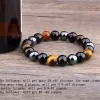 Diziler Doğal Siyah Obsidiyen Hematit Kaplan Göz Boncuklar Bilezikler Manyetik Sağlık Koruma İçin Erkek Kadın Mücevher Pulsera Hombre