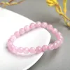 Strands Jd 5a Madagaskar Natural Rose Quartz Bransoletka Bransoletka Kobiet Modna Moda Stone ręcznie robiony joga leczenie energetyczne Prezent biżuterii