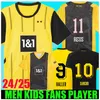 Novo 24 25 Jerseys de futebol de Sancho Reus Dortmunds 50 anos no Westfalenstadon Special 2024 2025 Borussia Soccer Haller Futebol Circt Brandt Kids Kit All Black