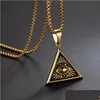 Pendant Necklaces Egyptian Egypt Pyramid Necklace 14K Yellow Gold All-Seeing Evil Eye Geometric Triangle Jewelry Drop Delivery Pendant Dhzmq