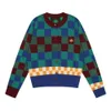 Herrtröjor Vinter stickade Cardigan Women Wool Sweater Vivi Designer Logo broderad ullrock kvinnors checkerboard o-hals stickad ja dhr1v