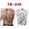 Tatuaggi Full Back Large Tattoo Adesivo da tatuaggio Temporaneo maschile King King Snake Drago Ganesha Tiger Body Woman Waterhoproof Tattoo Art