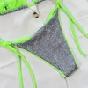 Kadın Mayo Kadın Seksi Halter String Bikini Set İki Parça Plaj Mayosu Kadın Yaz Küçük Göğüs Toplanan Mayo Takımına Alın