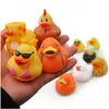 Bath Toys Wholesale Children Bathing Toy Floating Rubber Ducks Squeeze Sound Cute Lovely Duck For Baby Shower 20/50/ Random Styles L Dhxq2