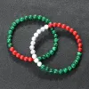 Strängländer flagga färgpärlor armband natursten palestina arabiska röda gröna blå malakit armband patriot smycken julklapp