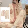 Kobietowa odzież sutowa wiosna jesienna Kimono piżamę Zestawy zabawne PJS kreskówki Polka Dots odzież domowa dziewczyna Pijamas Mjer Pajama 3xl Fashion
