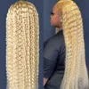 250% 40 Inch 613 Honey Blonde Deep Wave Brazilian Full 13x4 Lace Frontal Wigs Transparent Synthetic Fron