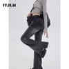 Jeans féminins American rétro Harajuku Slim Fit High Taille Fared Pantals 2024 AUTUMN STREETWEAR Style Vintage Black Denim Tanter