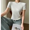 Netizen 280G Modal Shoulder Fishbone Round Neck Slim Fit Short sleeved T-shirt Womens Summer Fashion Design Top