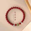 Strands Natural Cinnabar Bracciale Sand d'oro viola femminile e Hottan Jade Animal Year Cinese Style Cinese in rilievo Sweet Handing Women's Regalo