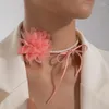 Choker moda duża róża naszyjnik kwiatowy dla kobiet elegancka imitacja Pearl Naszyjniki Koreańskie prezenty biżuterii żeńskie