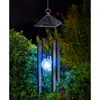 Decorative Figurines Solar LED Wind Bell Light Outdoor Landscape Garden Chandelier Hanging Colorful