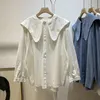 Women's Polos Plump Girls Extra Large Size 150.00kg Idle Style Doll Collar Shirt Spring And Autumn Design Sense Niche Loose Long Sleev