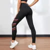 Frauenhosen Mode gestreift schlank langen Sport -Leggings Yoga mit Taschen Cotton Elastic Taille