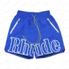 Дизайнерские шорты Rhude Shorts Summer Fashion пляжные брюки мужчины высококачественная уличная одежда красные голубые черные фиолетовые брюки Мужские короткие US Siize: S-XL