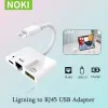 Hubs RJ45 Ethernet OTG -adapter för iPhone/iPad LAN -trådbundet nätverksnav med USB 3 -kameraadapter och laddningsport