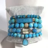 Brins New Fashion Boho Naturel Stone Breded Bracelet Natural Stone Crystal Glass Bracelet Dorp Dorp Charms 5pc Bracelets Sett