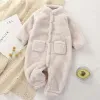 ワンピース新しい赤ちゃんの冬のジャンプスーツフリース幼児ロンパー女の子の男の子ソフトウォーム新生服の幼児幼児用ポケット