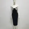 Vestidos casuais estas celebridades festas bodycon bandagem women women sem alças amor sexy amor mamada midi preto vestidos