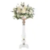 Hög akrylblommor Stand Crystal Centerpiece For Wedding Clear Floral Vase Candle Holder Marriage Display Decor