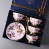 Copo de café de cerâmica europeia Conjunto de osso dourado porcelana de chá de chá de chá de chá para festa de chá da casa da tarde para casa bebendo 240418