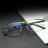 Linsen progressive Multifokus -Computer -Lesebrille Blau Licht blockieren Titanlegierung Federscharnier Multifokale Leser Brillen Brillen