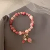Strängar Pink Crystal Natural Stone Armband Reiki Energy Strand Armband Bangles For Women Prayer Blessing Health Arvband smycken