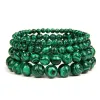 Strängar naturlig grön malachite stenarmband 4/6/8/10mm handgjorda runda pärlor armband par energyogar armband män kvinnor smycken