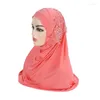 Abbigliamento etnico h027 bellissimo hijab musulmano Big Gilrs con pizzo e pietre Cappello a scialle di sciarpa islamica Cappello per la scricchioli