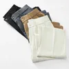 Casual Suit Pants Light Thin Korean Mens rakt löst halvbratt Sweatpants Soft Wide Long Long Baggy byxor 240422