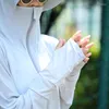 Veste de crème solaire de la soie de soie de glace pour femmes avec une nuance de chape