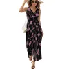 Vestidos casuais vestido de grama flamingo feminkawaii maxi v pesco