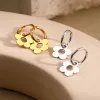 Earrings Stainless Steel Earrings Cute Cartoon Flower Pendants Korean Fashion Hoop Earrings For Women Jewelry Best Friend Wedding Gifts