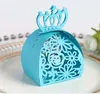 Laser Cut Crown Rose Flower Candy Box Chocolate Wedding Favor Presente Caixas de embalagem