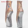 Boots Blue Horse Heel Women's Arrival Design Mixed Colors 22cm Round Toe Nightclub Cosplay Shoes For