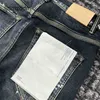 Diseñador de jeans púrpura para hombres de alta calidad de moda fría pantanosa ciclista desgastada desgastada azul azul jean jean fit 2023