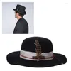 Berets Cosplay Flat Top Hat Wool Fedora Jazzhat Musical Festival Festival Costume Accessoires