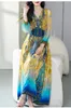 Casual jurken Peacock Print Long Dress Luxe Luxe echte Silk Women Beach Holiday